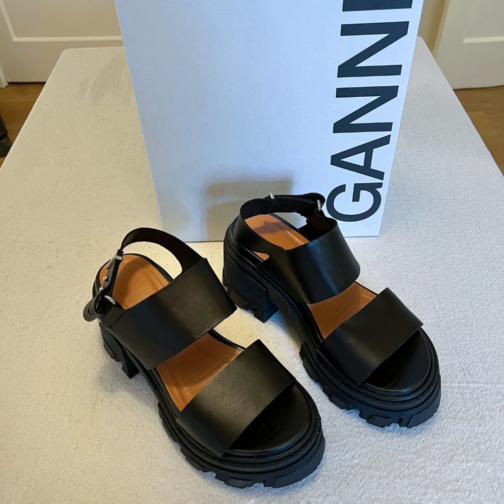 Ganni Cleated High Heel Sandal, Black, Size 9 - Picture 7 of 17
